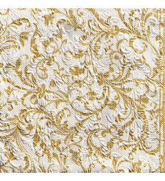 Napkin 33 Elegance Damask white/gold FSC Mix