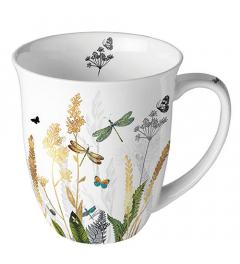 Mug 0.4 L Ornamental flowers white
