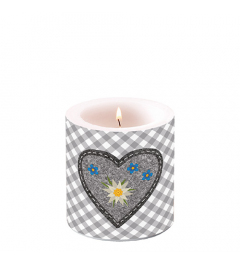 Candle small Edelweiss heart grey