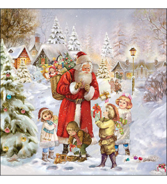 Napkin 33 Santa bringing presents FSC Mix