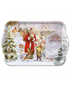 Tray melamine 13x21 cm Santa bringing presents
